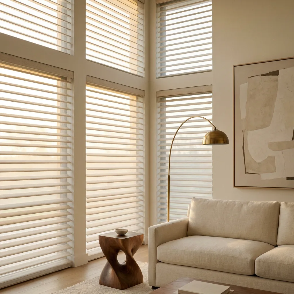 Sheer fabric shades layered behind a Tennessee window seat
